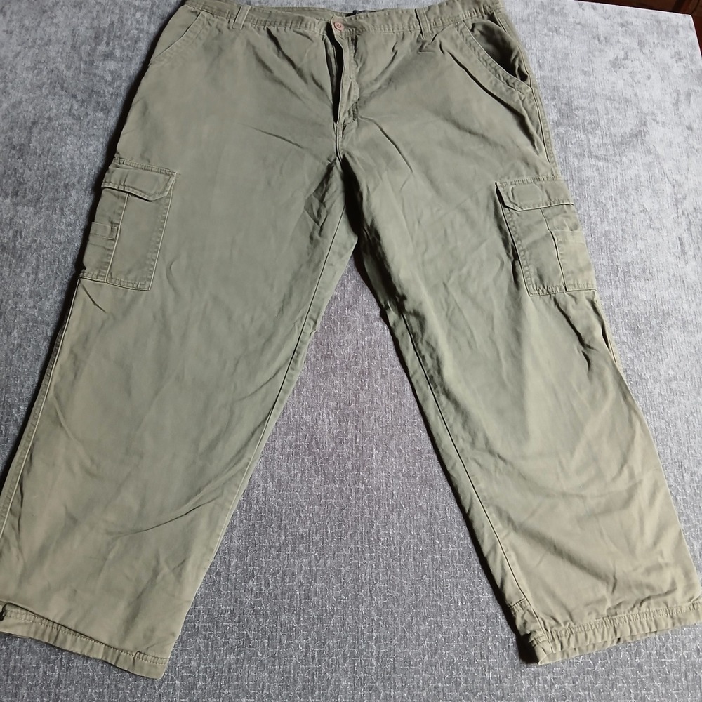 RedHead Mens 44x30 Flannel Lined Cargo Pants Olive Green Cotton Outdoor Workwear